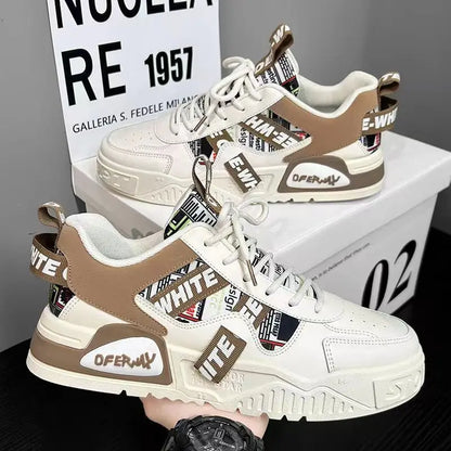 High Quality Men's Sneakers Light PU Leather Casual Shoes for Men Lace Up Flats Luxury White Black Tenis Shoes Zapatillas Hombre