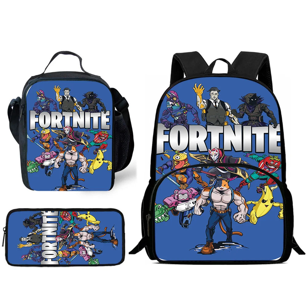 Hot Game Design Child Backpacks F-FortniteS Lunch Bag Pencil Case Pupil Large Capacity School Bags For Boy Girl Best Gift