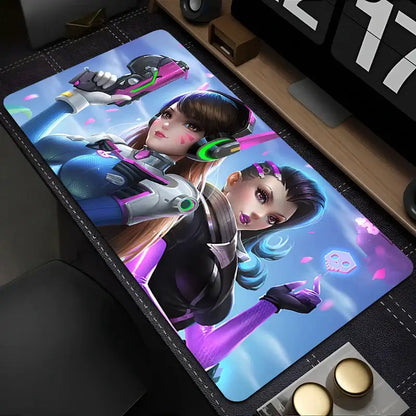 Tapete de Rato PC Overwatch Sombra Sexy Roxo Kawaii Menina Anime para Portátil e Teclado, Acessório Gaming para Secretária Gamer
