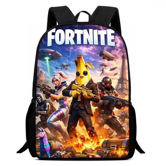 Mochila Escolar Fortnite de 15 Polegadas com Desenho Animado para Crianças, Meninos e Meninas, Mochila Leve com Estampado de Jogo, Grande, Adequada para Idades dos 5 aos 8 Anos