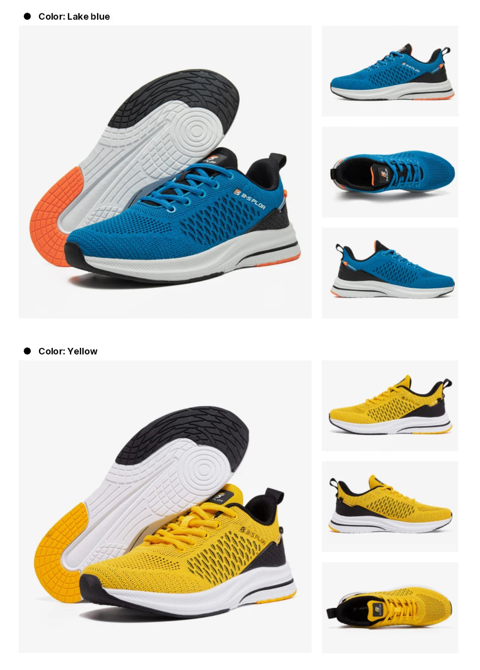 Baasploa Men Running Shoes New Breathable Mesh Sport Sneakers Plus Size 41-48 Male Classic Casual shoes Non-slip Outdoor Comfort