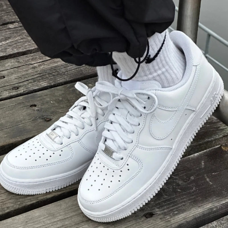 Nike Air Force 1 '07 Women Triple White Leather AF1 Classic Comfortable Air Cushion Board Shoes Casual White Sneakers DD8959-100