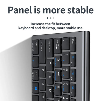 Teclado Sem Fios Bluetooth 5.0&3.0&2.4G FN+1/2/3 Dual-Mode 350mAh Ultra Fino para Portátil, PC, TV, iPad, Macbook e Android