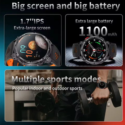 New T-REX3 Ultra 1100mAh Battery SmartWatch 10ATM Waterproof GPS Compass Flashlight 1.7" AMOLED HD Call Sports Smart Watch Men