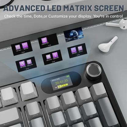 ATTACK SHARK X98PRO Tri-mode Gasket Mechanical Keyboard with TFT Screen & Knob, 99 Keys Layout, 5-Layer Foams, Hot-Swap, RGB