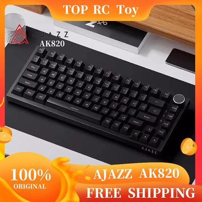 Ajazz AK820 Professional Mechanical Keyboard TFT Screen Multifunctional Knob Game Keyboard 3 Mode Hot Plug RGB Pad Office Gift