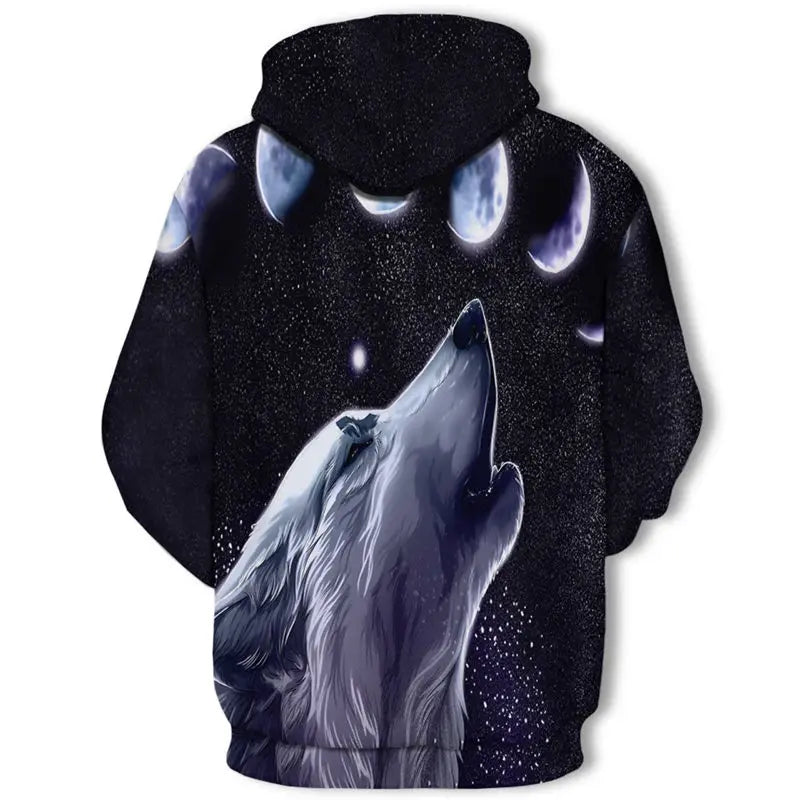New Fashion Animal 3D Printed Hoodie Men and Women Personalized Design Sweatshirt Snow Double Wolf Harajuku Oversized Hoodie