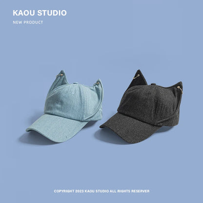 Casquette de baseball cowboy tendance « Niche Y2k Personality » avec oreilles de renard mignonnes, boucle métallique, visière ajustable, pour homme et femme, style hip-hop