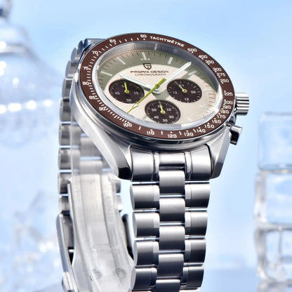 PAGANI DESIGN 2026 New Saturn Men's Watches Quartz Watch For Men Light Tan Sport Chronograph AR Sapphire Crystal Wrist Watch Men