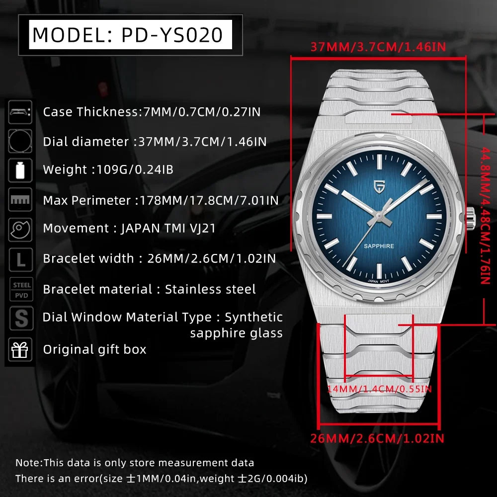 PAGANI DESIGN 2026 new ultra-thin 7mm quartz men's watch stainless steel sapphire 10Bar waterproof C3 upgrade V2 reloj hombre