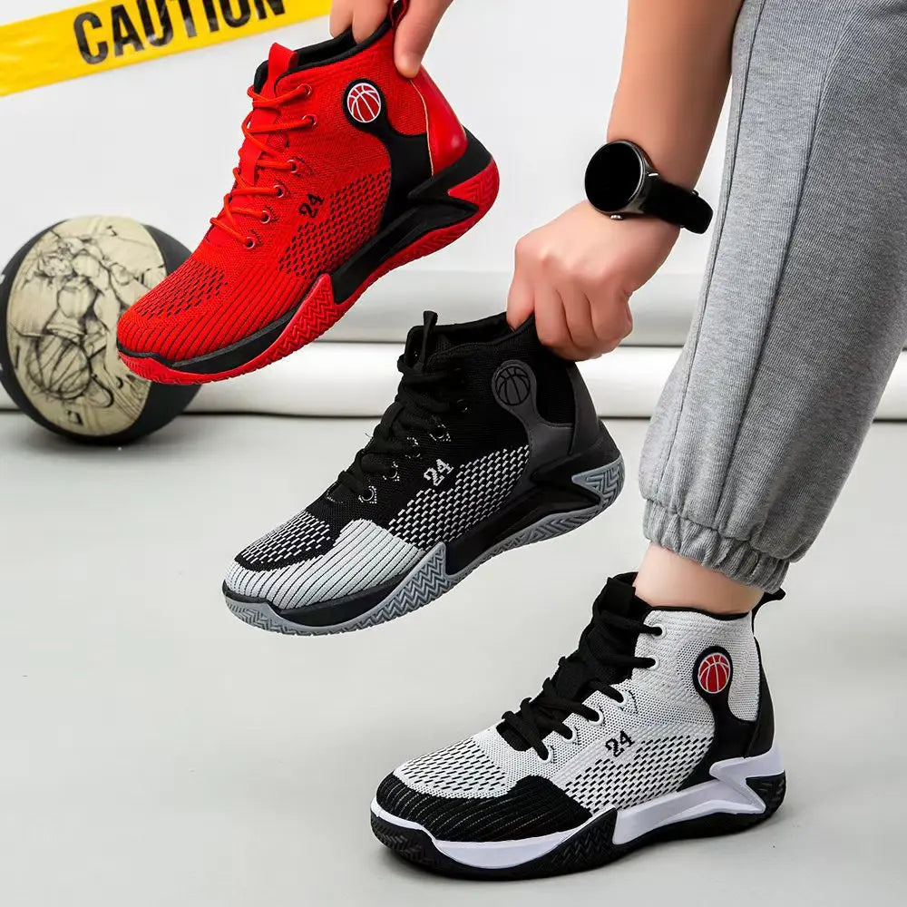 Large Size High Top Sports Shoes Men's Casual Breathable Comfortable Thick Bottom Basketball Shoes Running Shoes