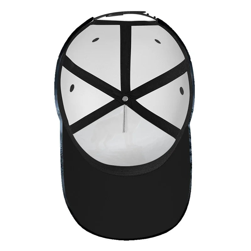 Boné clássico com estampado de lobo a uivar à lua, confortável e ajustável, com pala curva, ideal para uso diário e perfeito para a família
