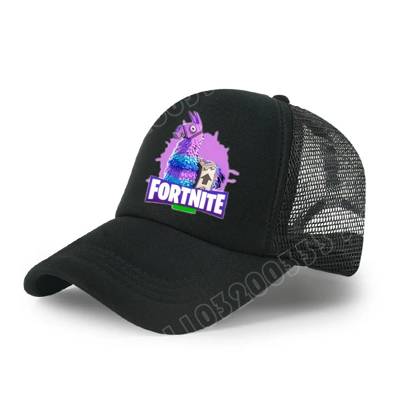 Boné de Basebol Fortnite com Estampa Cartoon do Jogo para Crianças, Boné de Verão em Malha Respirável, Boné Ajustável com Pala, Presente de Aniversário para Crianças