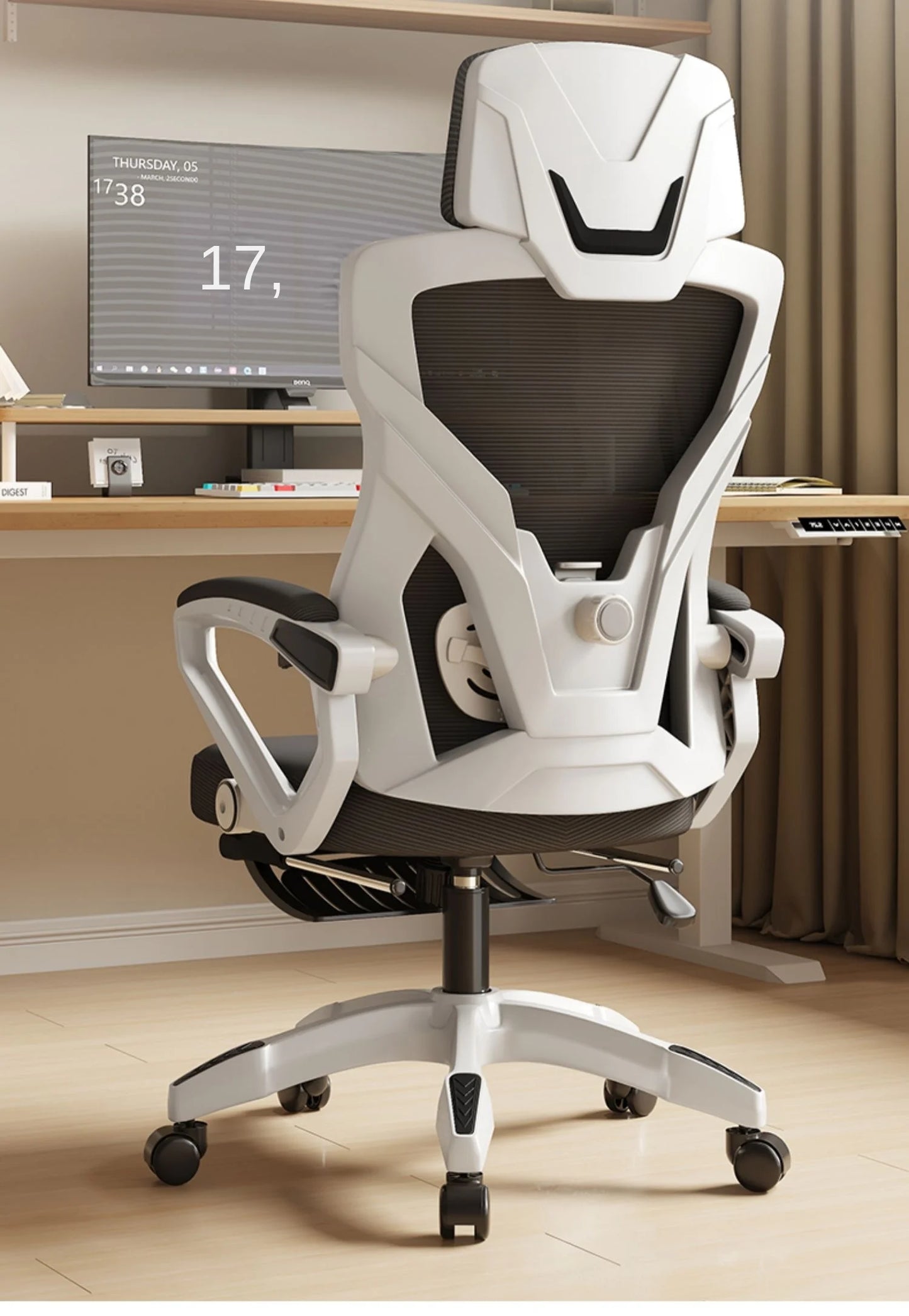 Ergonomic Reclining Seat, Comfortable Office Chair, Household Computer Chair, Student Dormitory, Gaming Chair with Footrest