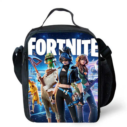 Children's Cartoon Fortnite Picnic Bag For Boys and Girls Age 5-10，Kids Insulated Cooler Lunch Bags Cute Portable Lightweight