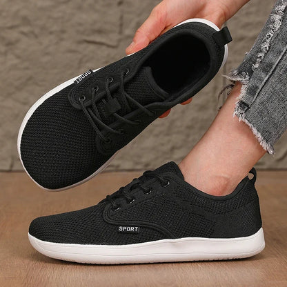 Summer Breathable Women's Flat Shoes Lightweight Mesh Comfortable Walking Shoes Men's Wide Foot Soft Sole Casual Wear Bare Foot
