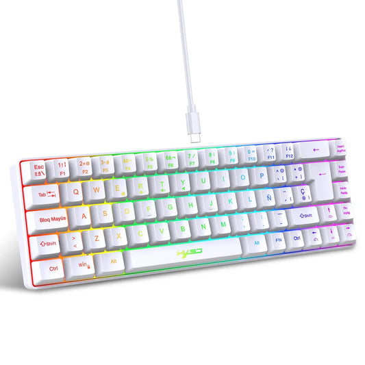 RGB backlit keyboard Russian 69 keys white membrane gaming wired ergonomic Keyboards for compact mini for pc laptop color black