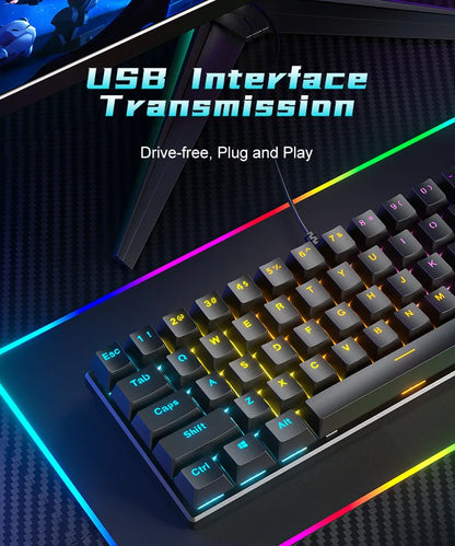 RGB White Mechanical Keyboard 60% Gaming Keyboard White Clavier Gamer Blanco Key Board Black PC Keyboards