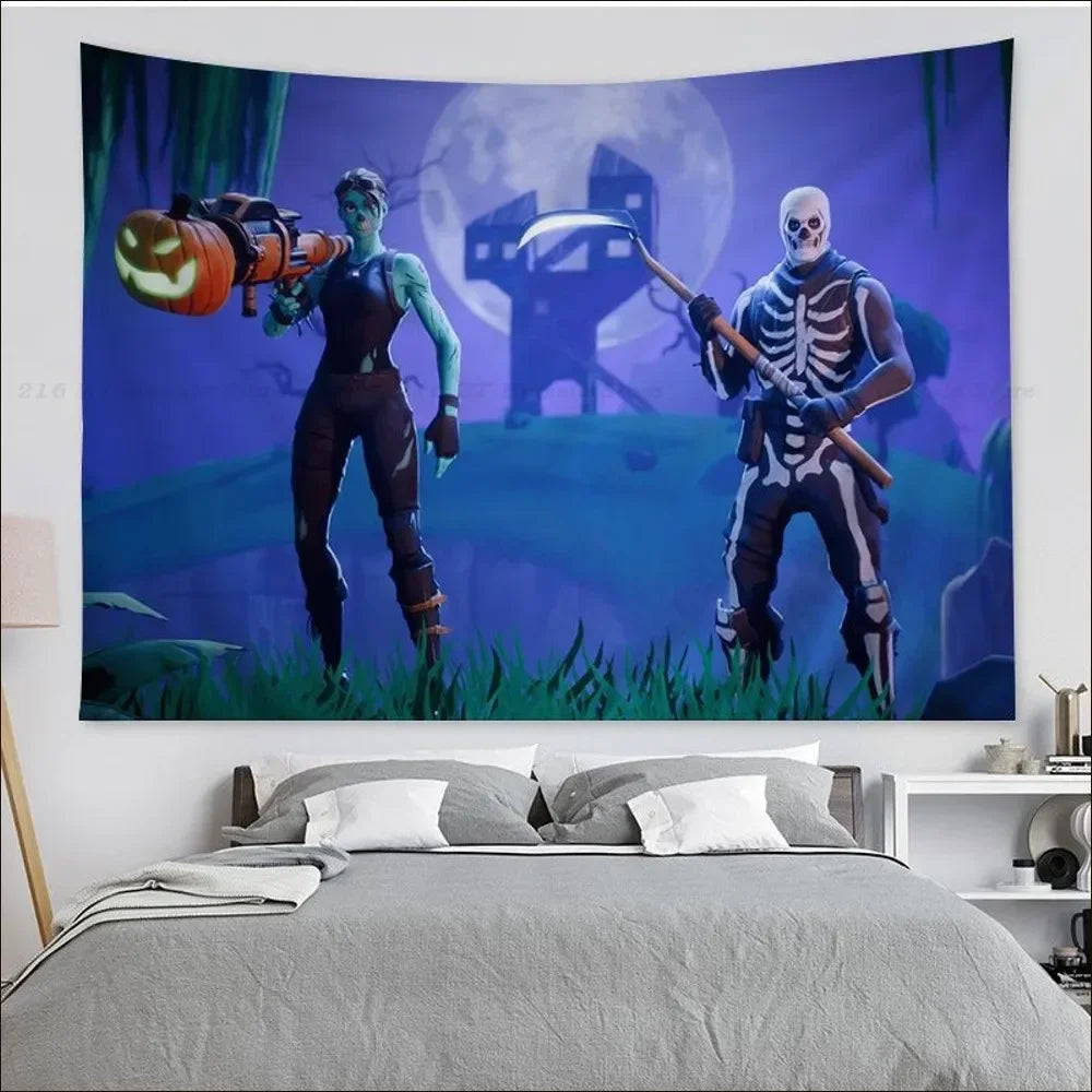 Cartoon Battle Royales F-Fortnites Tapestry Tapestry Art Printing Indian Buddha Wall Decoration Witchcraft Bohemian Home Decor