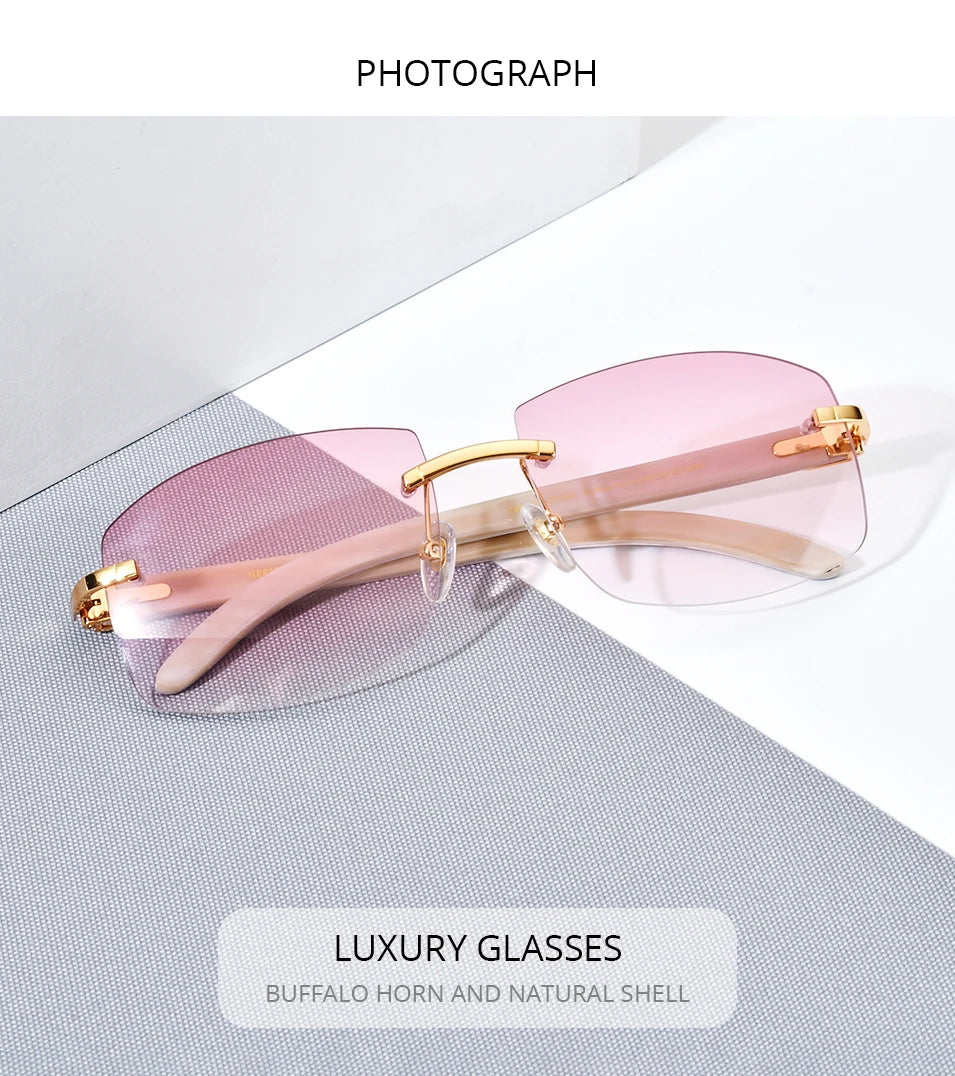 HEPIDEM Buffalo Horn Glasses Men Famous Brand Design Rimless Sunglasses Women Luxury Eyewear Horn-Rim Frameless Buffs Eyeglasses
