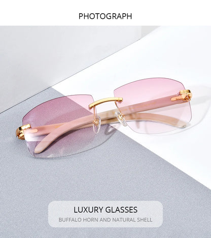 HEPIDEM Buffalo Horn Glasses Men Famous Brand Design Rimless Sunglasses Women Luxury Eyewear Horn-Rim Frameless Buffs Eyeglasses