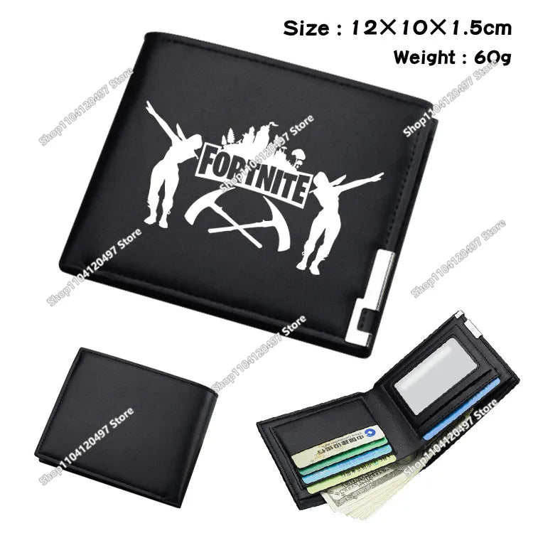 Fortnite Shooting Game Peripheral PU Snap Button Wallet Anime Coin Purse Folding Leather Wallet Card Holder Student Gifts