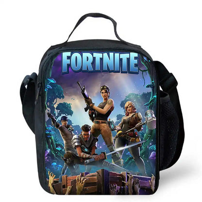 Children's Cartoon Fortnite Picnic Bag For Boys and Girls Age 5-10，Kids Insulated Cooler Lunch Bags Cute Portable Lightweight