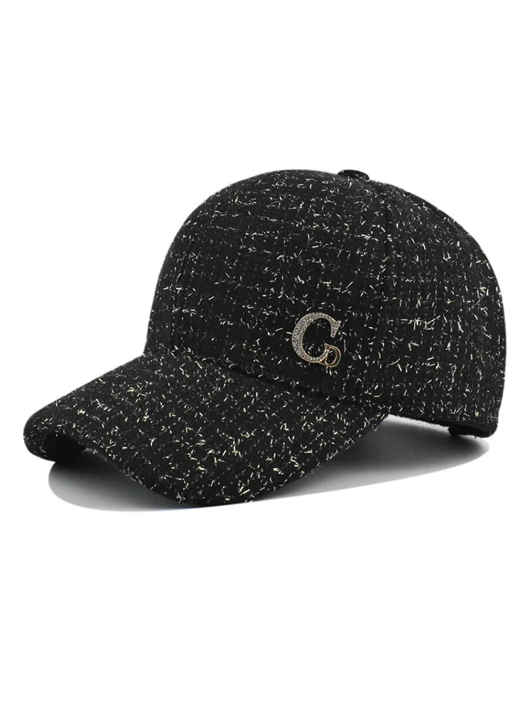 Metal M Patch Baseball Cap Black Elegant Man Hat Lightweight Adjustable Sun Hat For Women Female