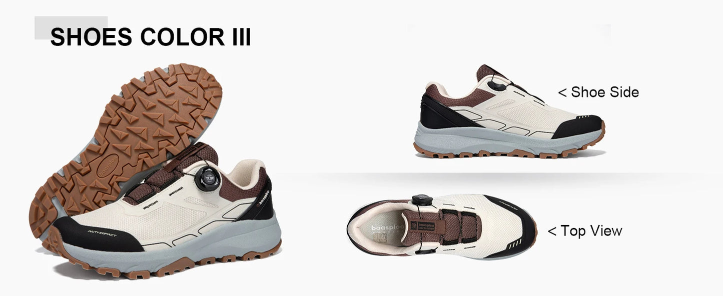 Baasploa Men Hiking Sneakers Brand High Quality Trekking Climbing Shoes Male Rotating Button Luxury Designer Outdoor Sneakers