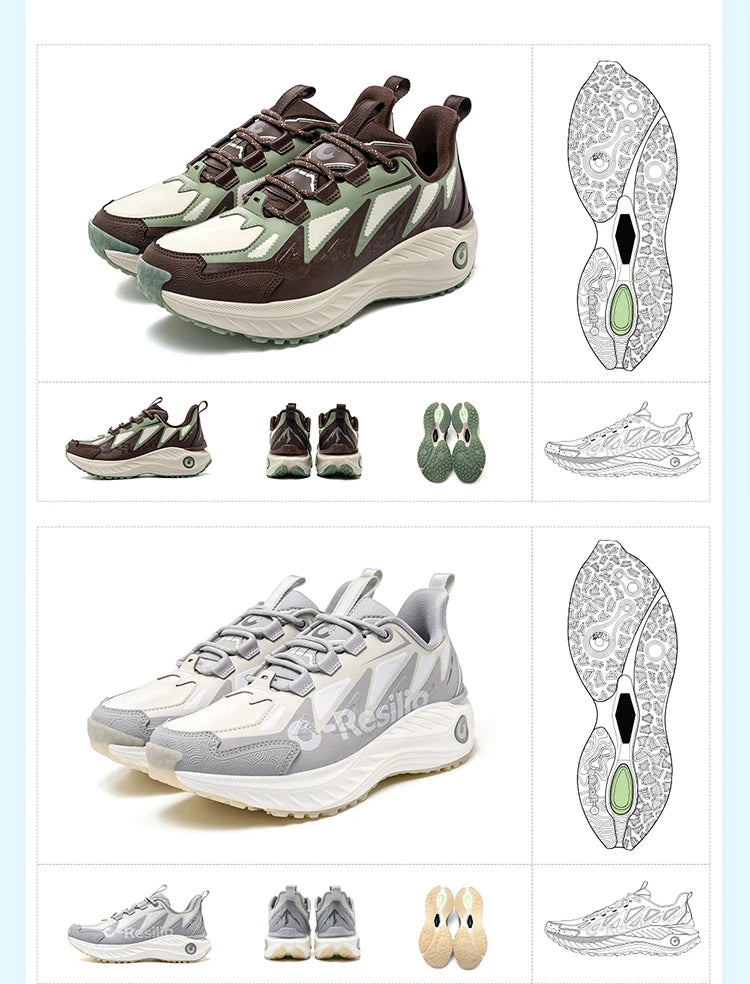 ONEMIX Men Trail Running Shoes Wearable Anti-Slip Leather Sneakers Support Stable Off Road Sports Shoes Outdoor Walking Sneakers