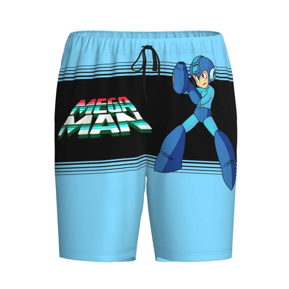Custom Megaman Video Game Mega Man Short Pajama Pants Men Sleepwear Sleep Lounge Bottom Shorts Sleeping Pants