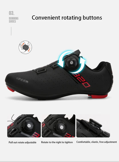 Professional Cycling Shoes Rubber Outsole Knob Buckle Shoes MTB Women Lockless Indoor Cycling Men Cross-Country Cycling Shoes