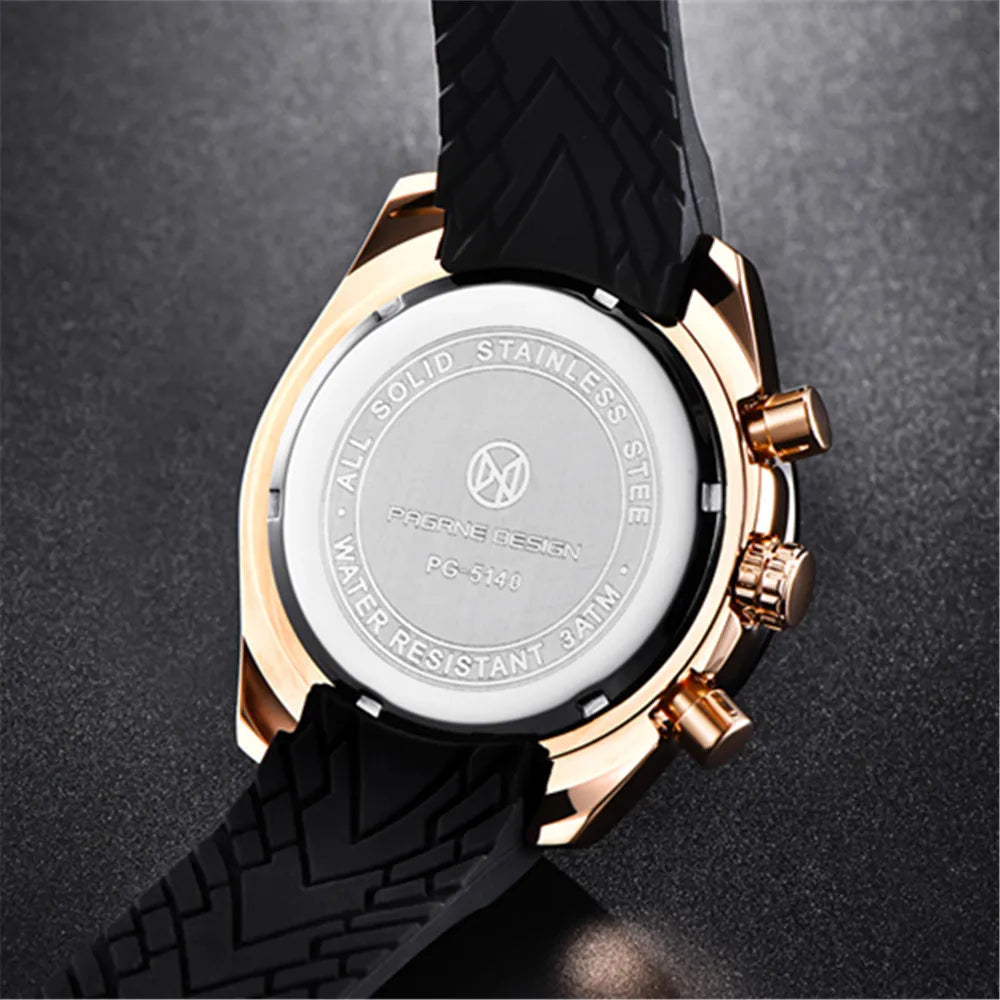 PAGANI DESIGN New 45mm Men Quartz Watch Rubber Belt Men's Luxury Watch Fashion Casual Sports Male Clock Relogio Maasculino