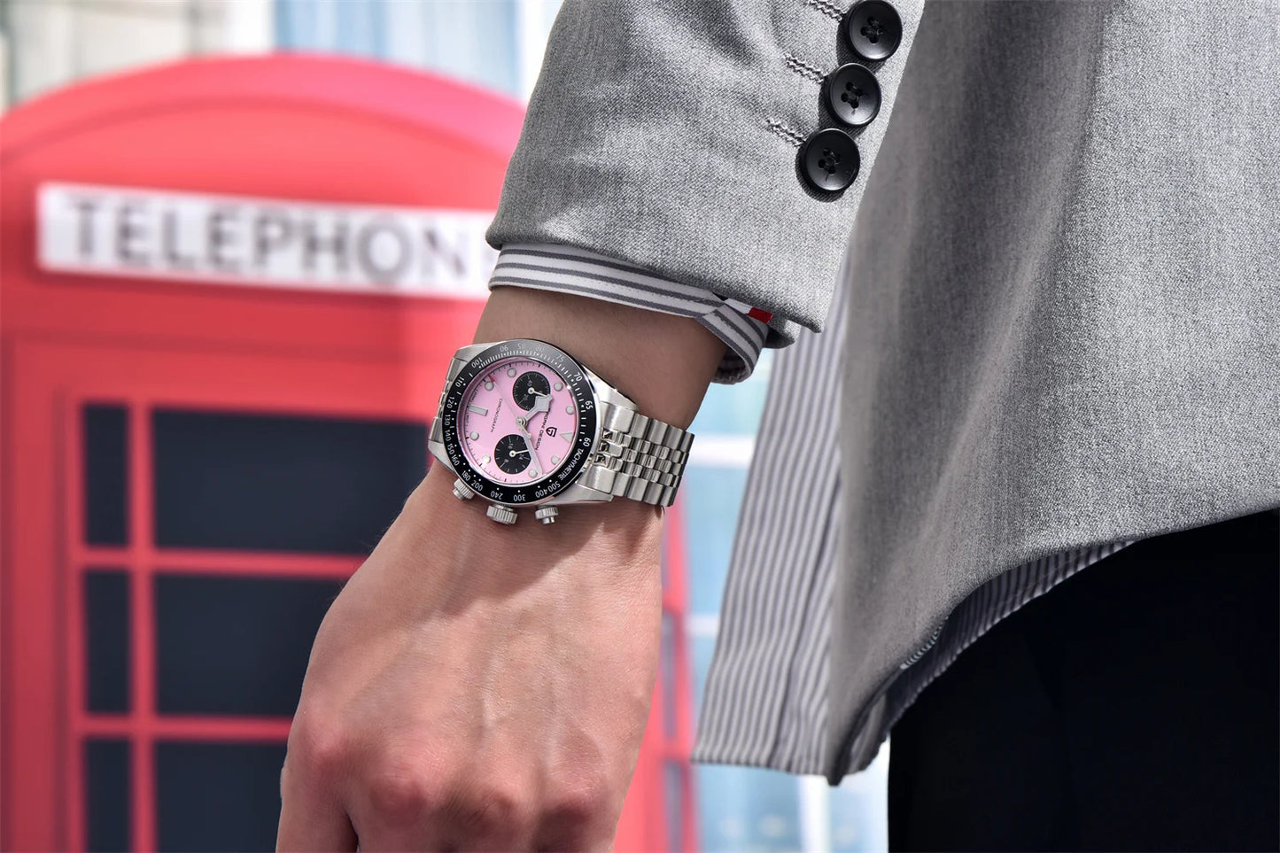 PAGANI DESIGN Men Watches 2026 New Pink BB Panda Dial Chronograph Fashion Luxury Quartz Watch For Men VK64 Movt Waterproof Watch