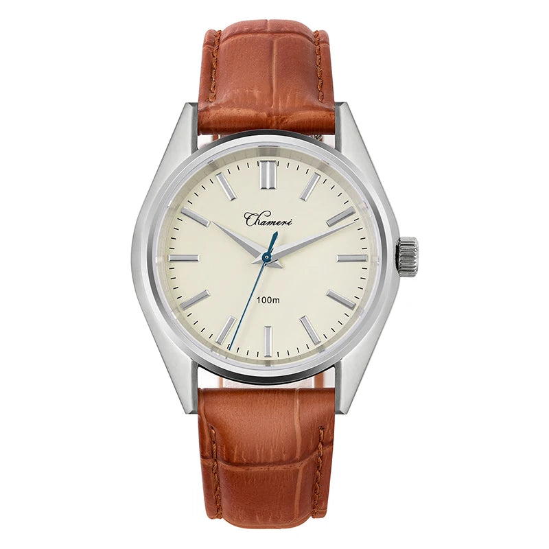 Chameri GS04 Quartz Watch VH31 Sweep Movement Business Watch Sapphire Crystal 100m Waterproof 316L Stainless Steel Vintage Watch