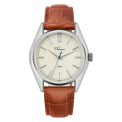 Chameri GS04 Quartz Watch VH31 Sweep Movement Business Watch Sapphire Crystal 100m Waterproof 316L Stainless Steel Vintage Watch