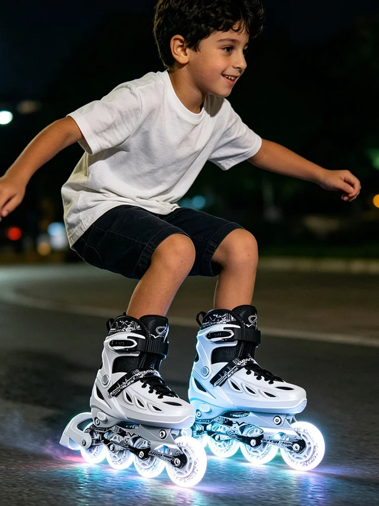 Inline Skates boy black Adjustable Size pink girl Children Sports Rollerblades High Speed new LED Light Up Professional