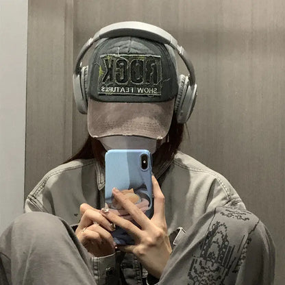 Baseballkasket i bomuld af høj kvalitet med ROCK-bogstavbroderi til mænd og kvinder, gorras snapback, udendørs sportssolhat
