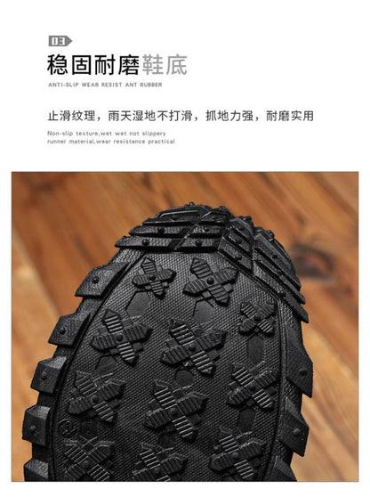 Men'S Black And White Mid Top Hiking Boots Waterproof Leather Platform Sneakers Non Slip Outdoor Casual Shoes With Rugged Sole