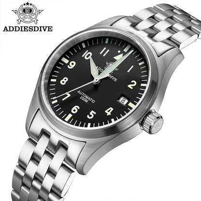 ADDIESDIVE Classic Men's Automatic Mechanical Watch 200m Water Resistant C3 Luminous 316L Stainless Steel Vintage Watch AD2519