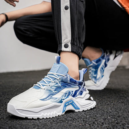 Scarpe sportive da uomo alla moda con lacci, versatili, antiscivolo, con suola spessa, per adolescenti, da indossare tutti i giorni, comode scarpe da corsa casual da uomo