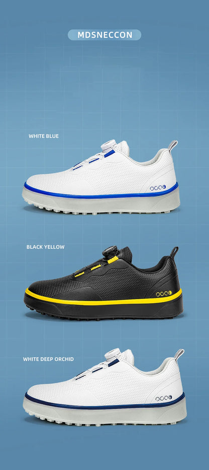 Couple Golf Shoes  Men's White Waterproof  Rotating buckle Fitness Spikeless Non slip Golf Golfer Training Golf Sneakers Women