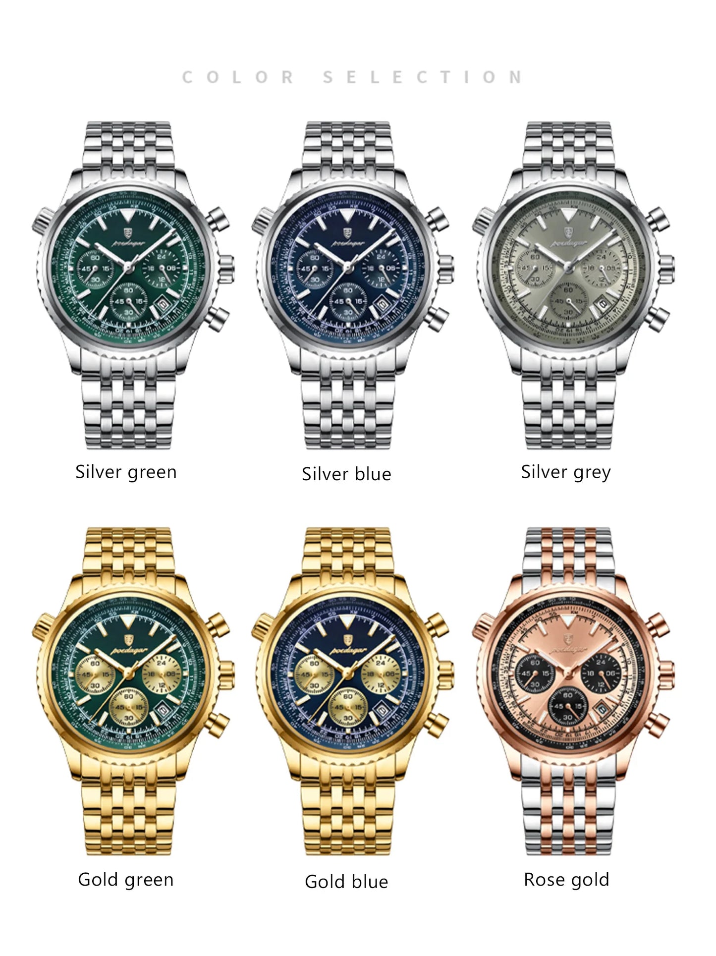 POEDAGAR Fashion Military Men's Watches Waterproof Luminous Date Chronograph Man Watch Stainless Steel Luxury Quartz Male Clock