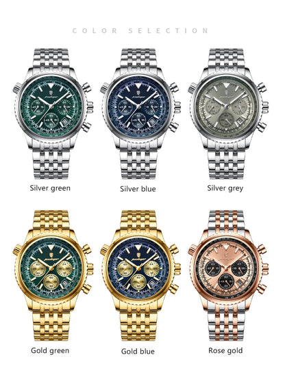 POEDAGAR Fashion Military Men's Watches Waterproof Luminous Date Chronograph Man Watch Stainless Steel Luxury Quartz Male Clock