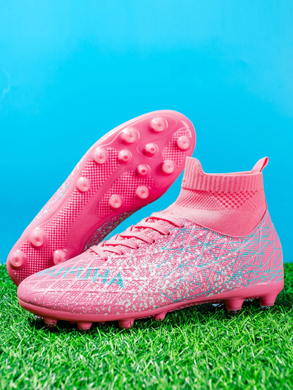 AG /FG Athletic Soccer cleats PU Fabric Comfort Upper TPU Anti-slip Long Studs Sole Reliable Quality Adult Kids Training Shoes