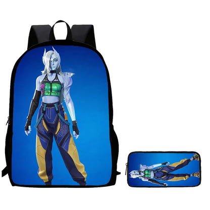 Conjunto de Mochila Infantil Fortnite de 2 Peças com Estojo, Leve e Resistente, Saco Escolar para Rapazes e Raparigas dos 6 aos 9 Anos, Material Escolar Diário