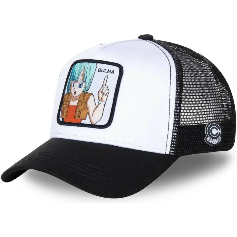 Dragon Ball Buu Goku Cap Ljetna muška kapa s ravnim vrhom i šiljastim obodom, s vezenim uzorkom, hip-hop stil, sunčana vizira, podesiva trucker mrežasta kapa