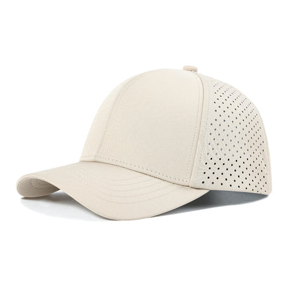 Casquette de baseball pour homme VOBOOM à séchage rapide, en maille découpée au laser, à visière incurvée et fermeture à pression, pour le sport en plein air, la course à pied et les voyages, couleur noire