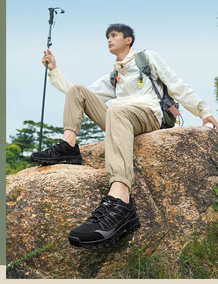 New Large Outdoor Mountaineering Shoes Men Spring and Autumn Mesh Breathable Sneaker Outdoor Travel Hiking Non slip Shoes