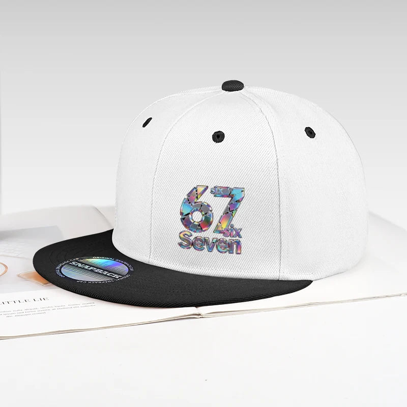Cool Laser-Printed “67” Digital Print Hip-Hop Flat-Brim Cap – Adjustable Hip-Hop Outdoor Casual Unisex Baseball Cap